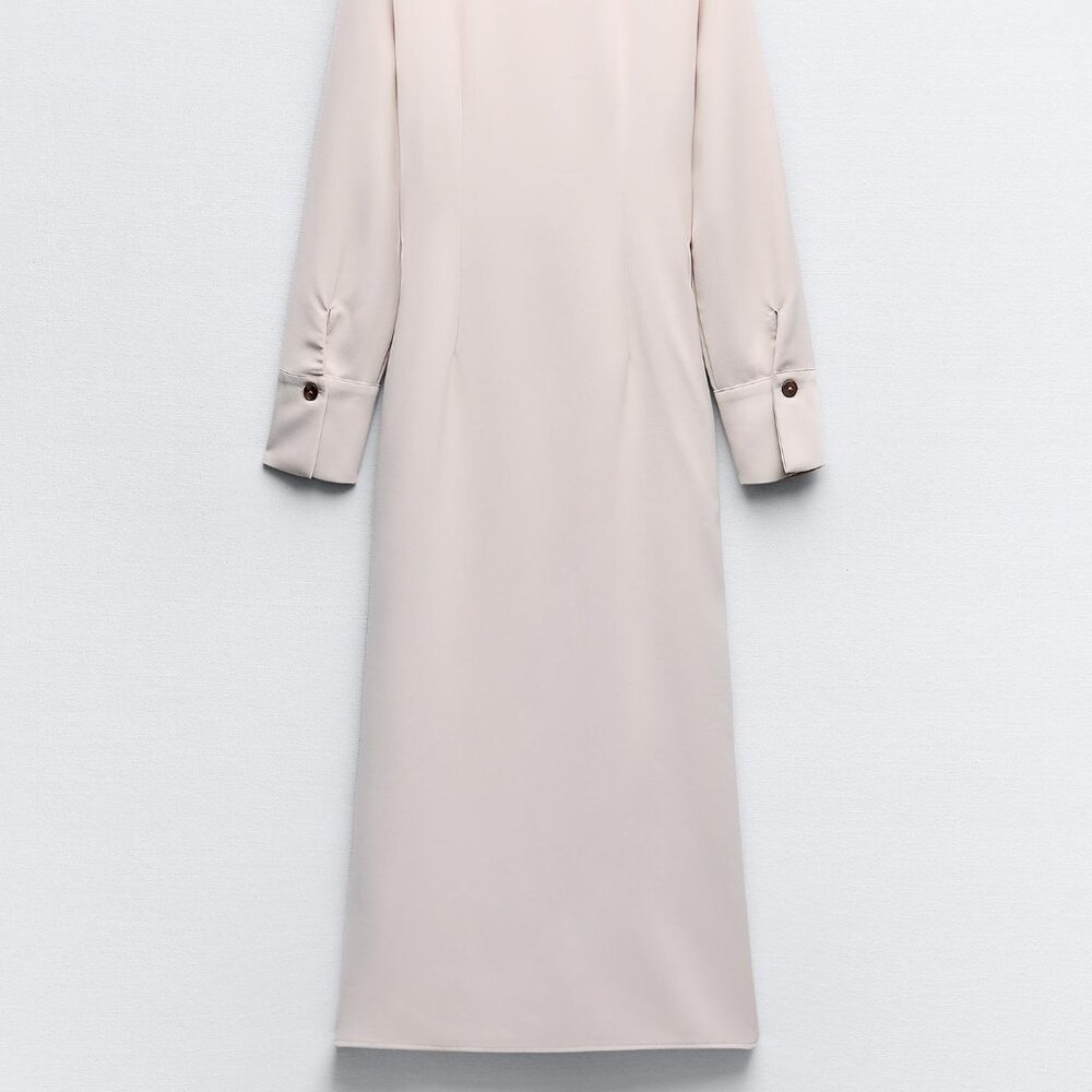 Zara DRAPED WAIST MIDI DRESS - Picture 7 of 9